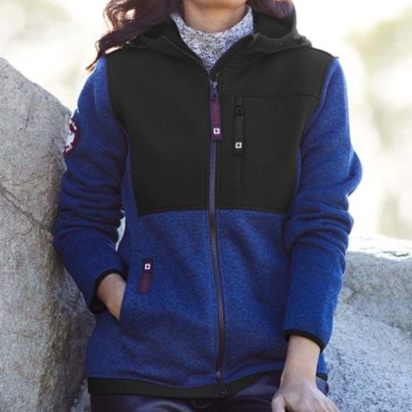 Canada Weather Gear | Heather Midnight & Black Hooded Zip-Up Fleece Jacket NWT M - Picture 1 of 7